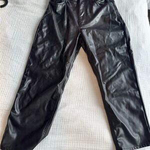 Black Faux Leather Pants Short